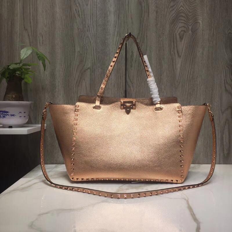 Valentino Shoulder Tote Bags VA0973 Full skin lychee champagne gold buckle